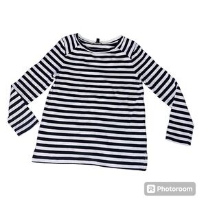 Banana Republic Blue & White Long Sleeve Blouse /topStriped Round Neck Size XS